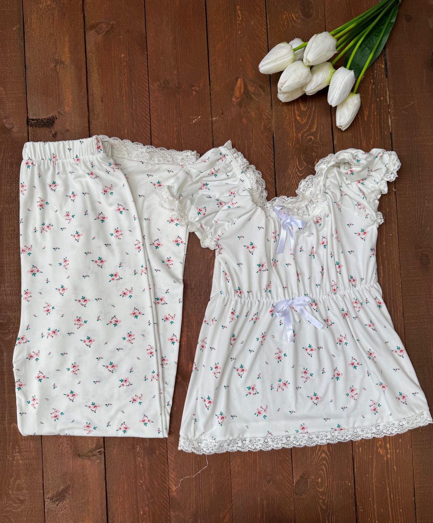 BlushBloom Off-Shoulder Pajama Set