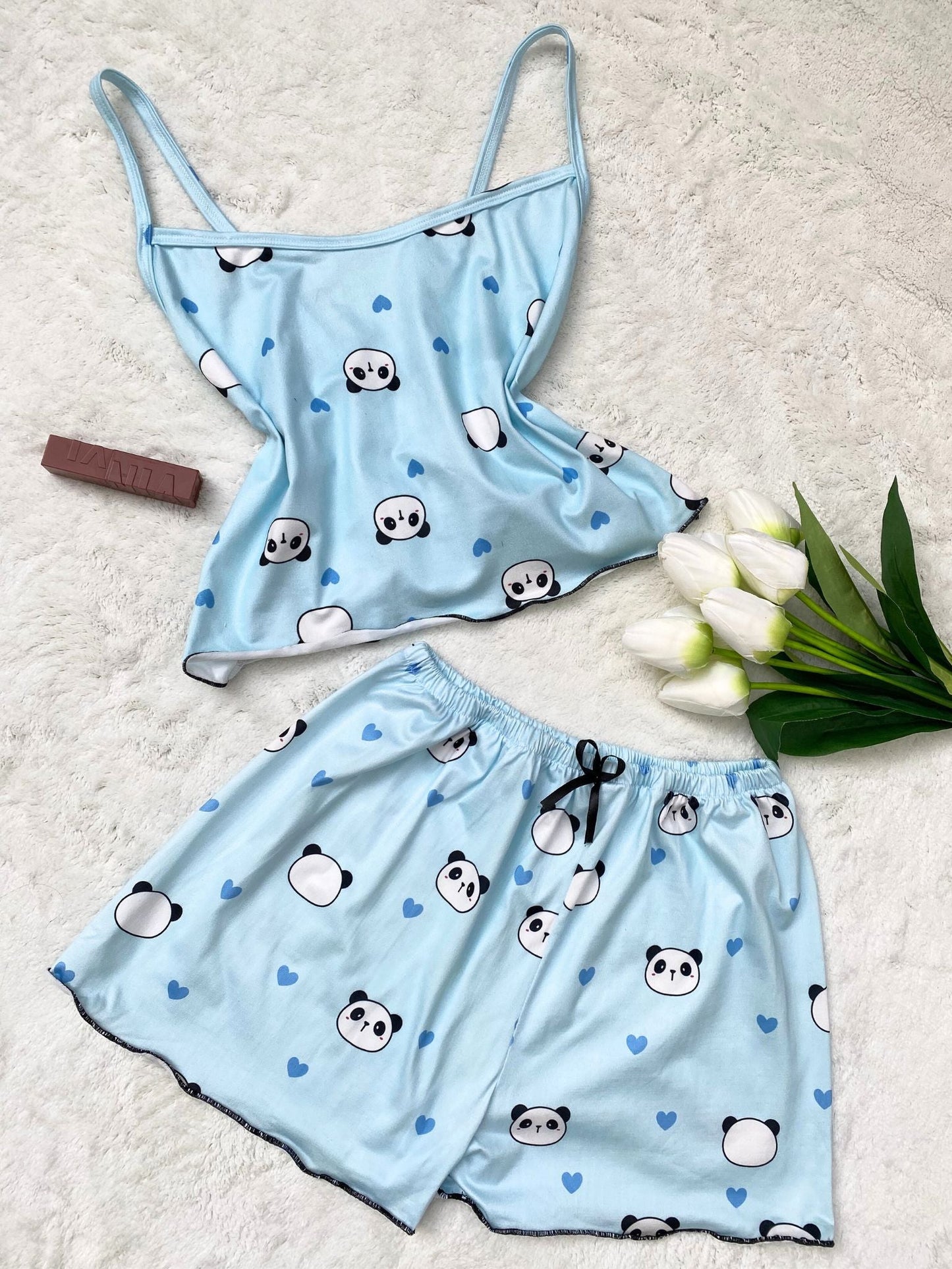 Hot Shorts Pajama Set with Panda Print