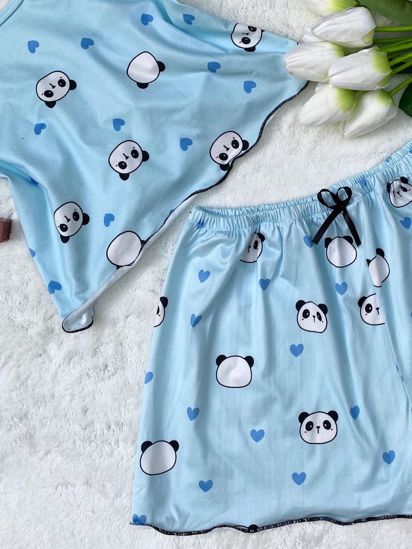 Hot Shorts Pajama Set with Panda Print