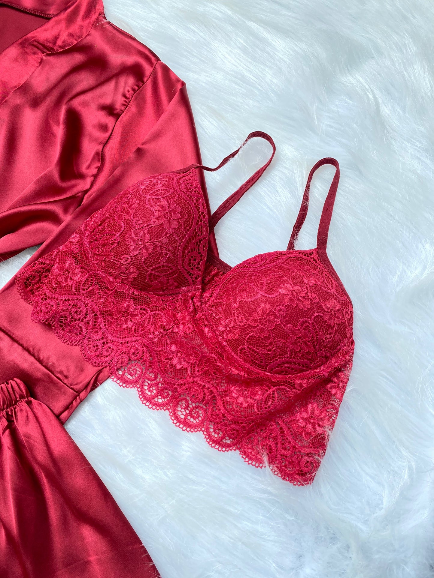 Women’s Luxury Satin Robe & Bralette Set