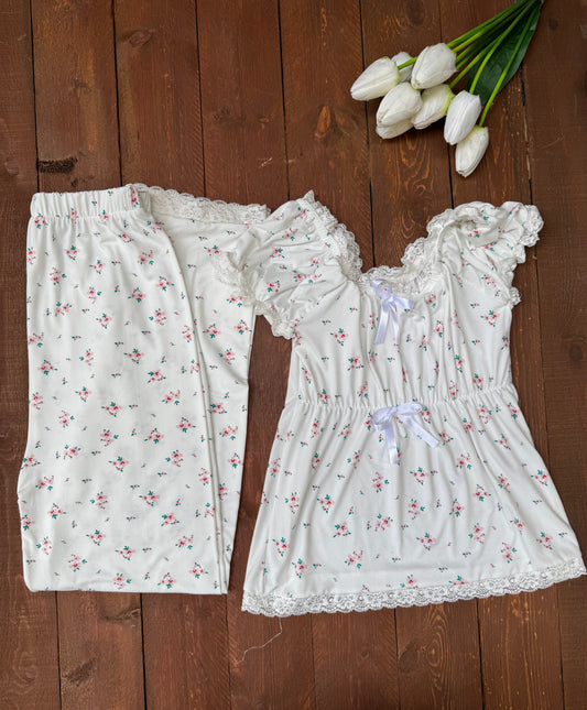BlushBloom Off-Shoulder Pajama Set