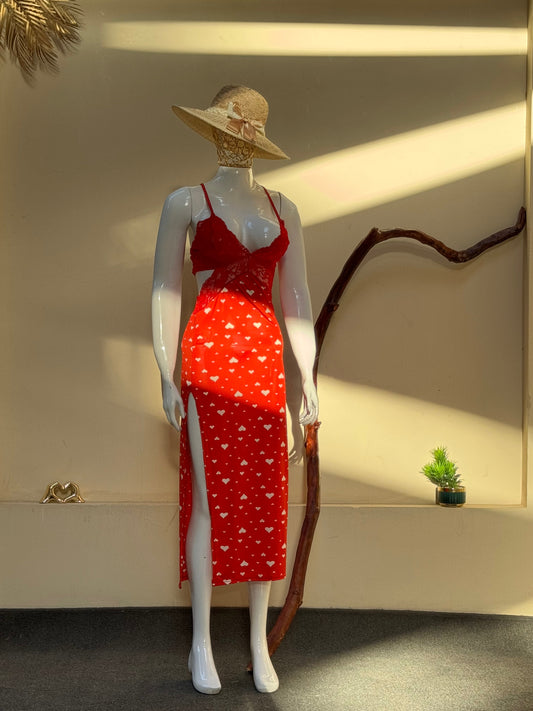 Premium Heart Print Casual Dress