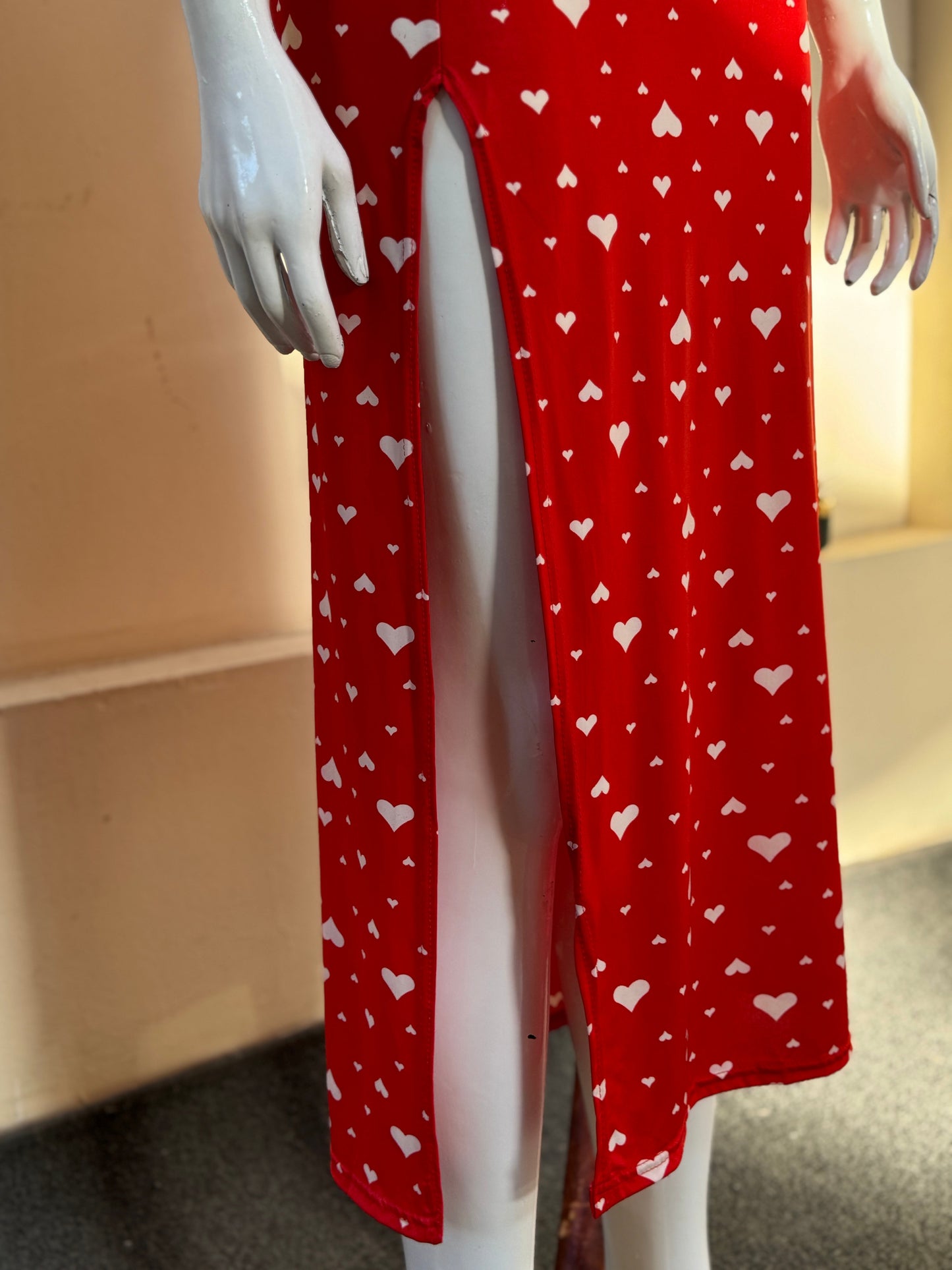 Premium Heart Print Casual Dress