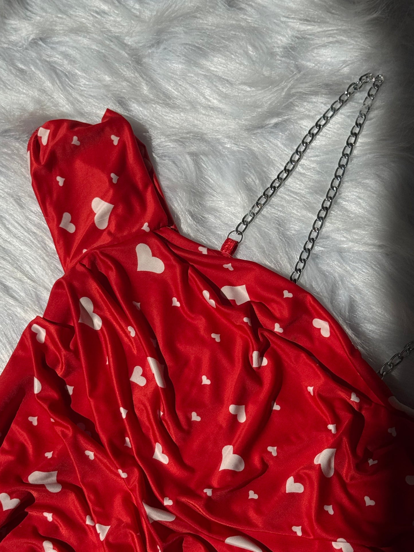 Heart Print Butter Fabric with Steel Straps