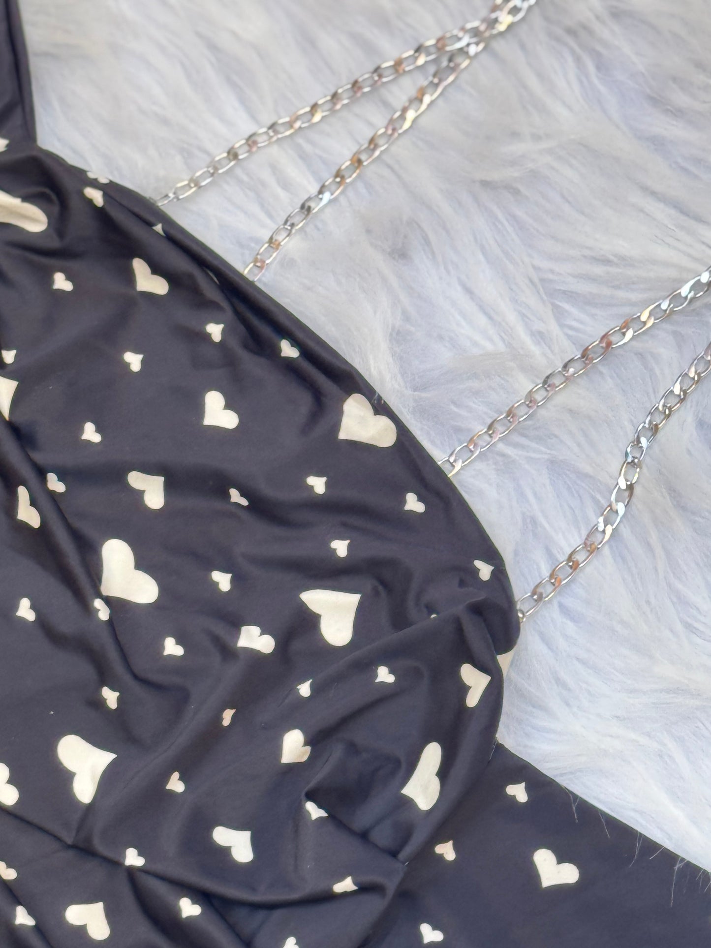 Heart Print Butter Fabric with Steel Straps