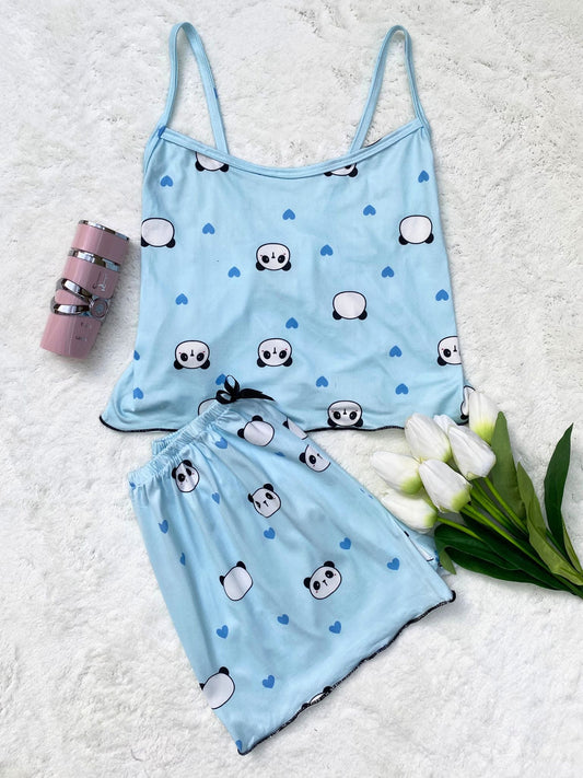 Hot Shorts Pajama Set with Panda Print